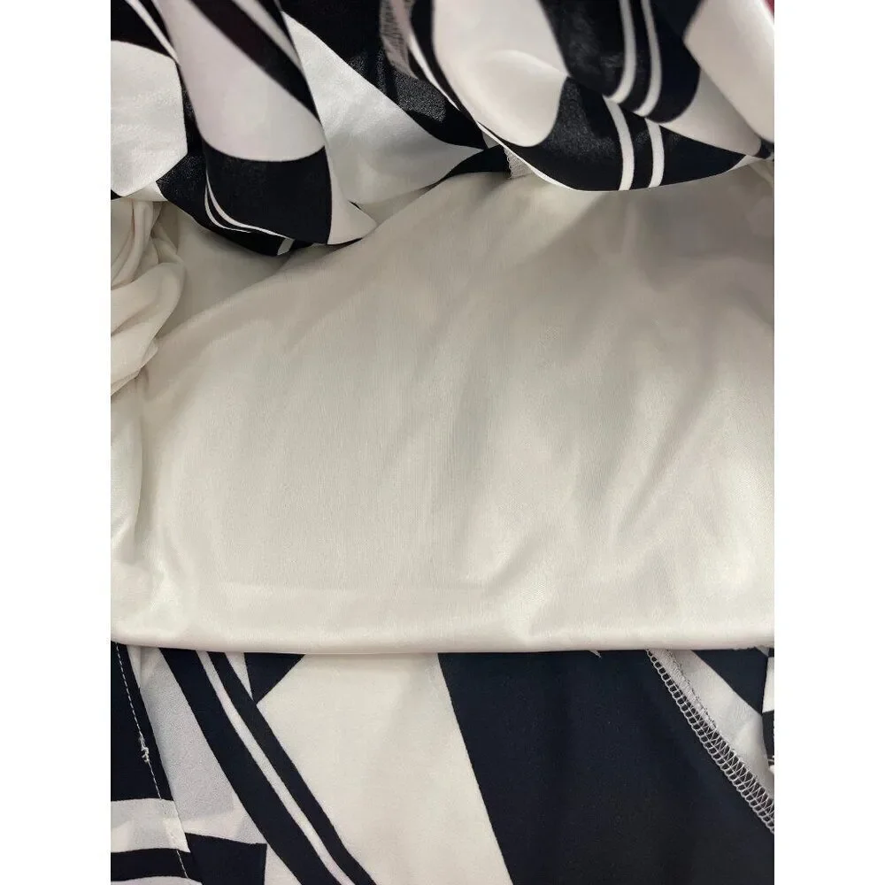 Express Women Black & White Geometric Print Handkerchief Hem Dress Size S NWT